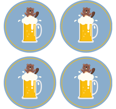 Beer mats cheerful beaver mug - TenStickers