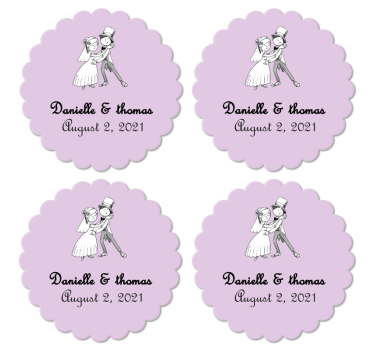 Fiancess kissing with flying hearts coaster favors - TenStickers