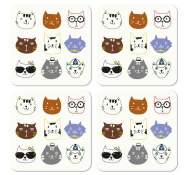 Cute colorful funny cats  geeky coasters - TenStickers