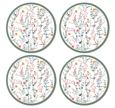 Thin minimalistic garden flowers modern drink coaster - TenStickers