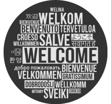 Welcome multilingual greeting beer mats - TenStickers