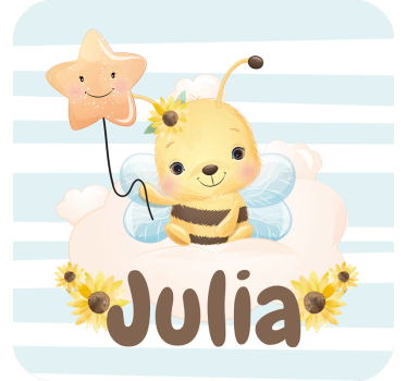 Personaliseable coasters cute bee with star - TenStickers