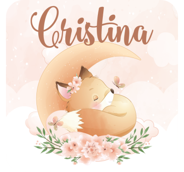 Personalisable coasters sleeping fox with floral design - TenStickers