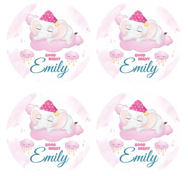 Personalisable coasters sleepy elephant design - TenStickers