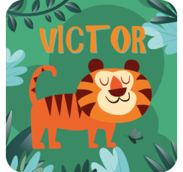 Personalisable coasters with cheerful tiger design - TenStickers