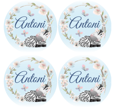 Personalisable coasters with personalized zebra illustration - TenStickers