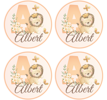 Personalisable coasters with playful lion design - TenStickers