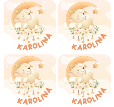 Personalisable coasters sleeping bear with stars - TenStickers