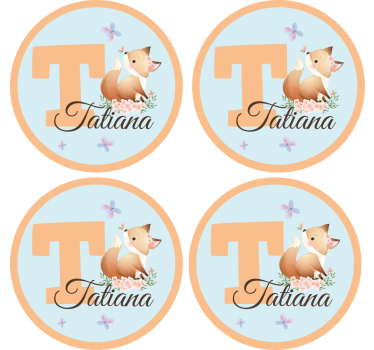 Personalisable coasters whimsical fox design - TenStickers