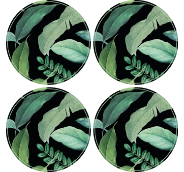 Coasters in leafy green design - TenStickers