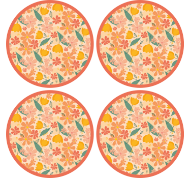 Coasters with floral patterned round surface - TenStickers