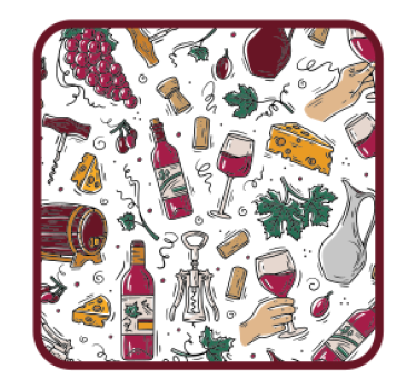 Beer mats wine bottles grapes cheese - TenStickers