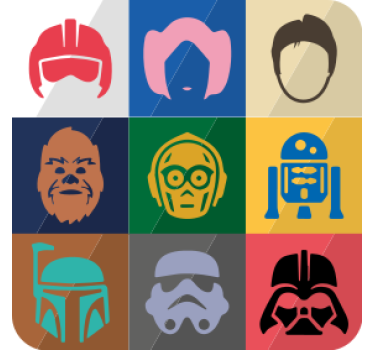 Geek coasters featuring iconic character faces - TenStickers