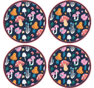 Geek coasters vibrant fungi design - TenStickers