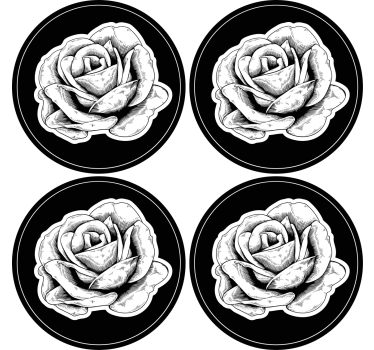 Coasters intricate black rose coasters - TenStickers