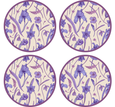 Coasters floral purple design - TenStickers
