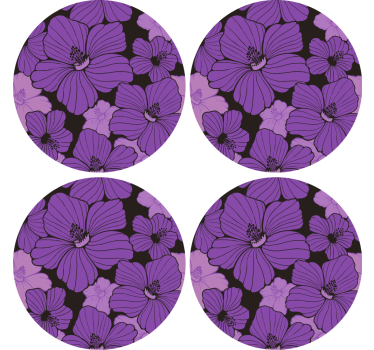Coasters with lively purple floral design - TenStickers