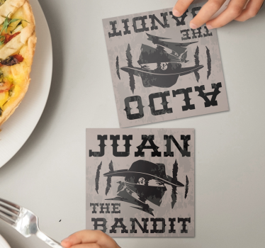 Bandit with name personalised beer mats - TenStickers