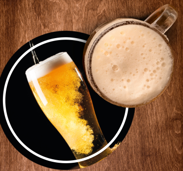 Beer mats bubbly beer in glass - TenStickers