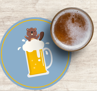 Beer mats cheerful beaver mug - TenStickers