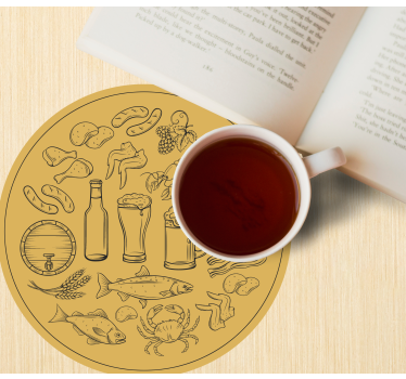 Beer mats featuring food and beverage icons - TenStickers