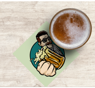 Beer mats mustached man with mug design - TenStickers