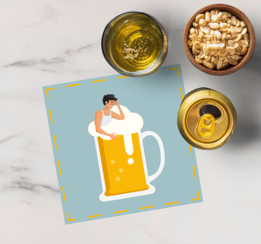 Beer mats relaxing beer mug illustration - TenStickers