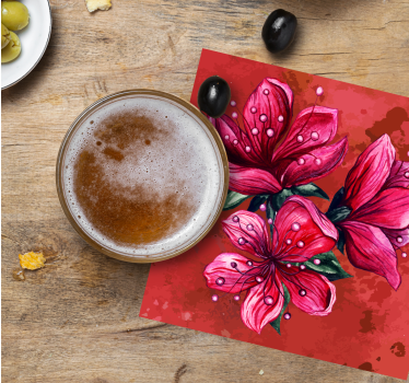Beer mats vibrant floral arrangement - TenStickers