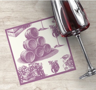 Beer mats wine barrels and glasses - TenStickers