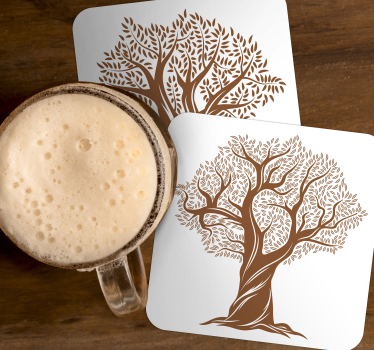 Beer mats with intricate tree silhouettes - TenStickers