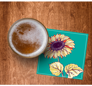 Beer mats with vibrant sunflower illustration - TenStickers