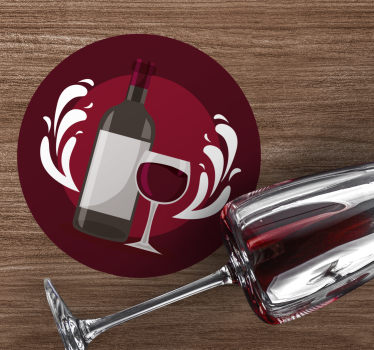 Beer mats with wine bottle and glass design - TenStickers