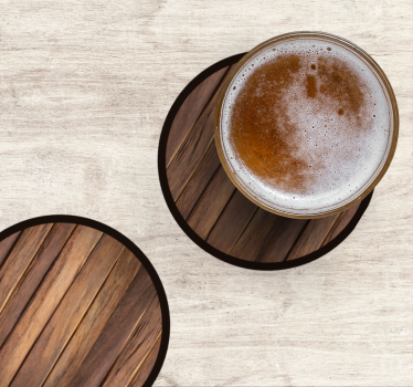 Beer mats wooden texture round coasters - TenStickers