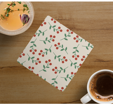 Berry branch patterns coasters - TenStickers