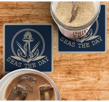 Blue anchor design personalised beer mats - TenStickers