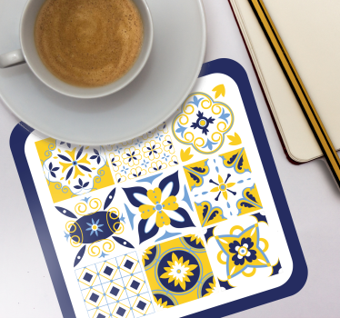 Blue Portuguese style tile coaster - TenStickers