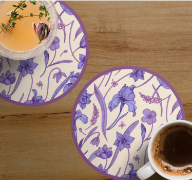 Coasters floral purple design - TenStickers