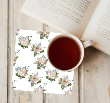 Coasters floral white background pattern - TenStickers