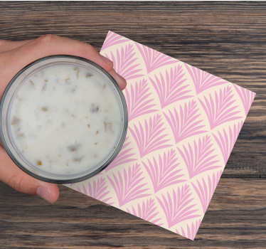 Coasters in pale pink leaf pattern - TenStickers