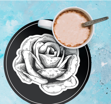 Coasters intricate black rose coasters - TenStickers