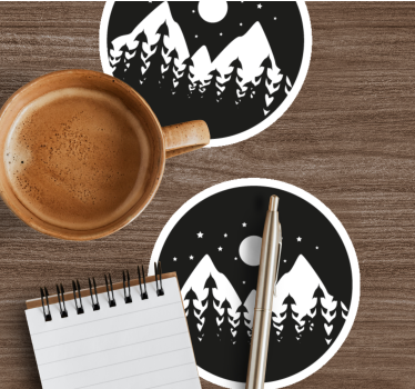 Coasters mountain night landscape - TenStickers