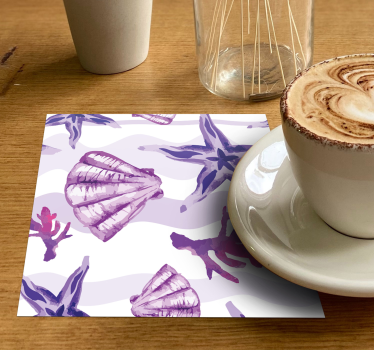 Coasters with coastal shell patterns - TenStickers