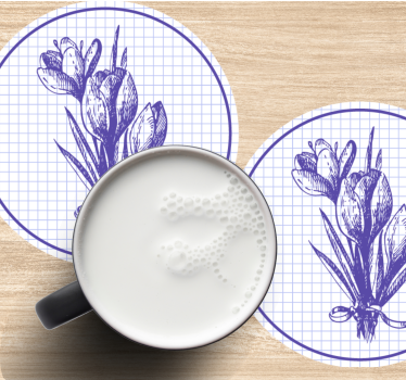 Coasters with elegant botanical illustration - TenStickers