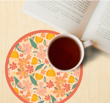 Coasters with floral patterned round surface - TenStickers