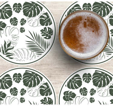 Coasters with lush greenery circle design - TenStickers