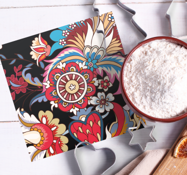 Coasters with vibrant floral design - TenStickers