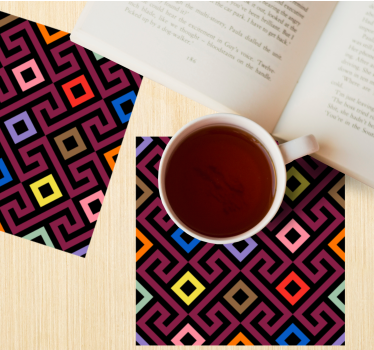 Coasters with vibrant geometric design - TenStickers