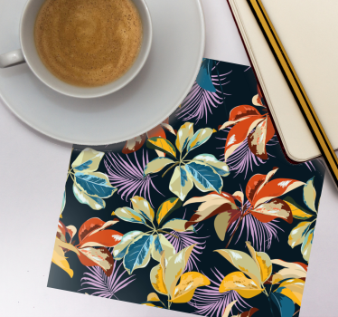 Coasters with vibrant leaf design - TenStickers