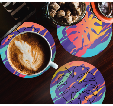 Coasters with vibrant leaf designs - TenStickers