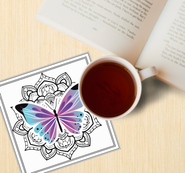 Colorful butterfly mandala coasters - TenStickers